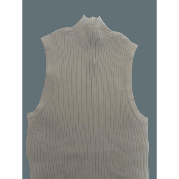 Madewell Tank Sweater White Knit Ribbed  Sleeveless Mock Neck Sleeveless Top XXS - Picture 7 of 13